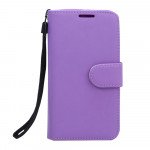 Wholesale Galaxy S6 Premium Flip Leather Wallet Case with Strap (Purple)